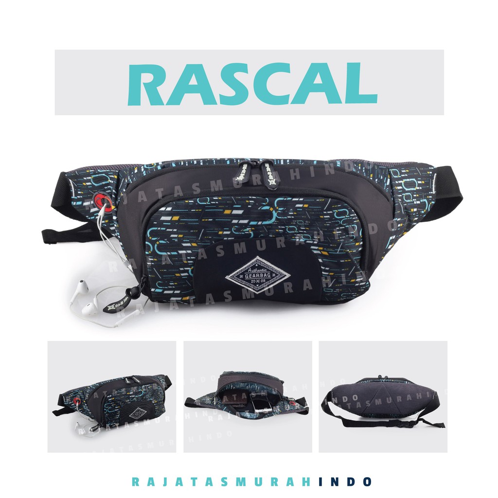 Gear Bag RASCAL Port -13106 - Waistbag WITH EARPHONE HOLE BB - Tas Selempang Pria Tas Pinggang