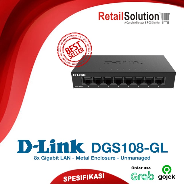 Switch 8 Port Gigabit - DLINK D-LINK DGS108GL / DGS-108GL / DGS108 GL