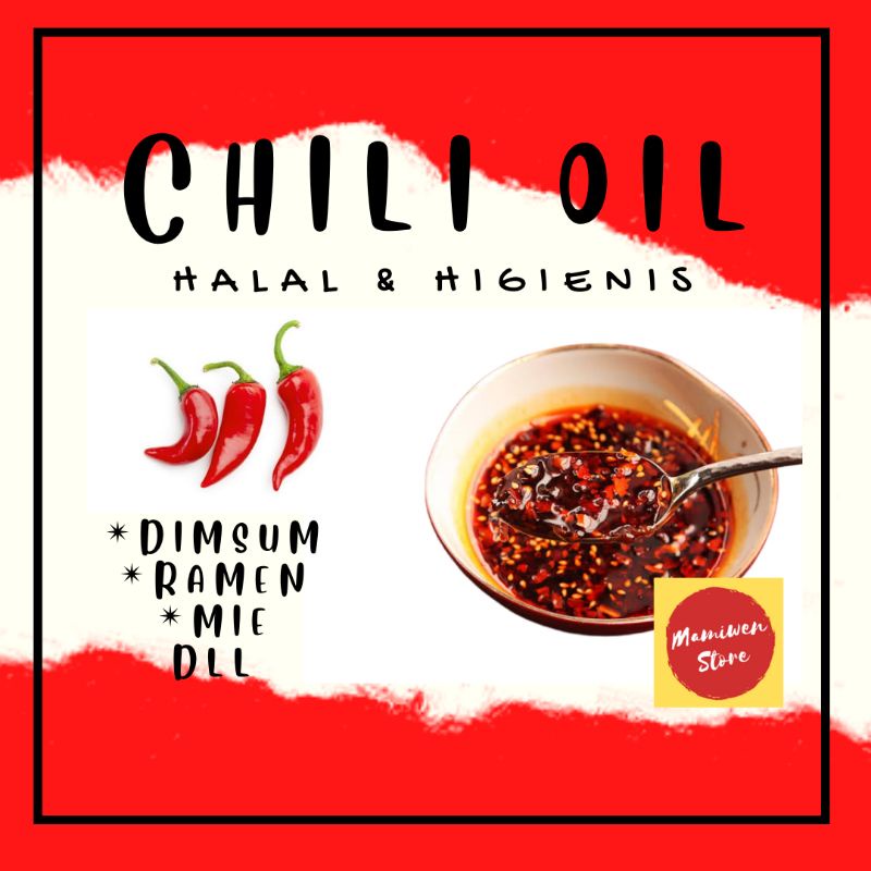 

Chili oil minyak goreng cabai cabe sambal cocolan dimsum ramen mie halal