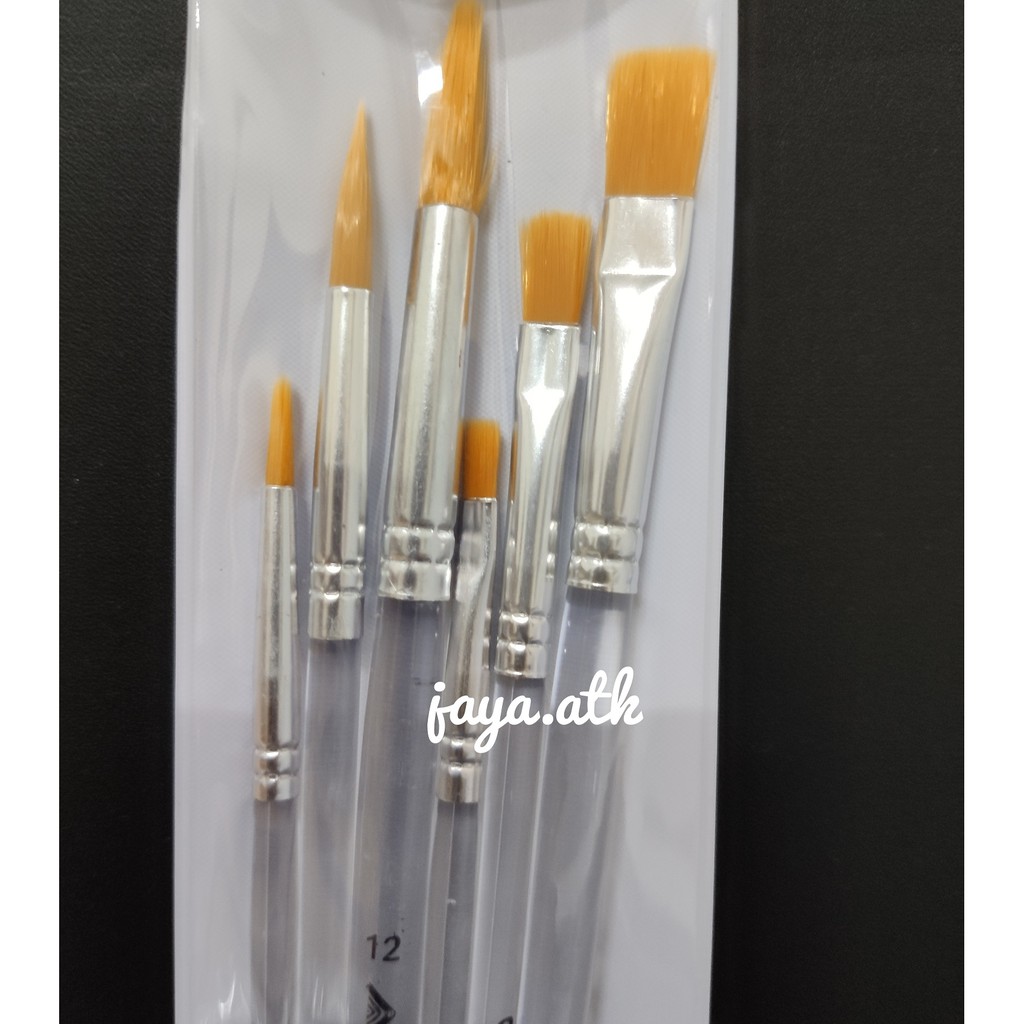 KUAS LUKIS CAT AIR SET ISI 6 PIPIH LANCIP CAMPUR BRUSH PAINT WATERCOLOUR 251E SERBAGUNA