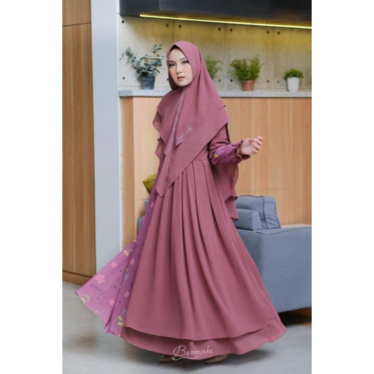 TERBARU GAMIS AUREL ARSILA SET SYARI ORI BY BERMERKS SYARI/ CERUTY FULL/ BUSUI/ KHIMAR 2 LAYER