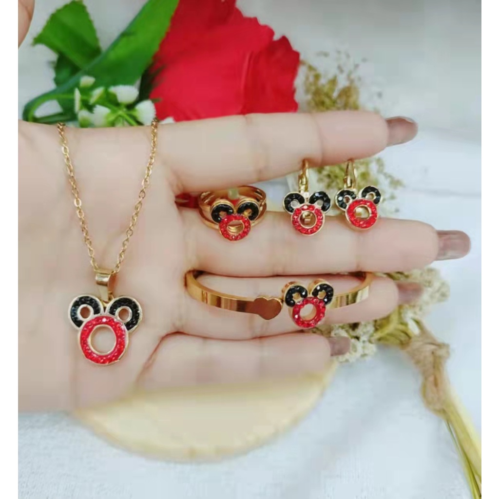 Titanium Set Anak Permata Fashion Kalung/Gelang/Anting/Cincin B120-122