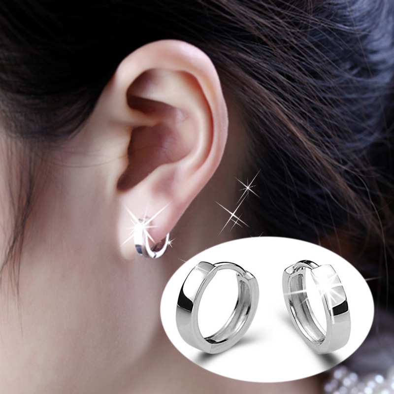 Anting Perak 925 Wanita Glossy ear gesper Perhiasan Fashion/Subang Telinga anting perempuan