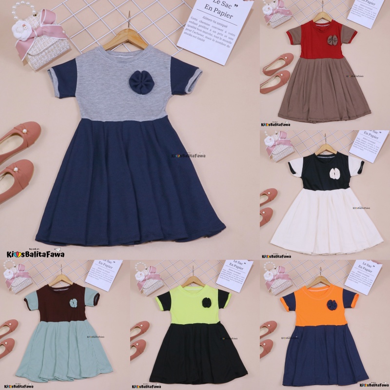 Dress Maudy uk 1-2 Tahun / Dres Balita Cewek Baju Anak Perempuan Harian Gaun Pesta Murah