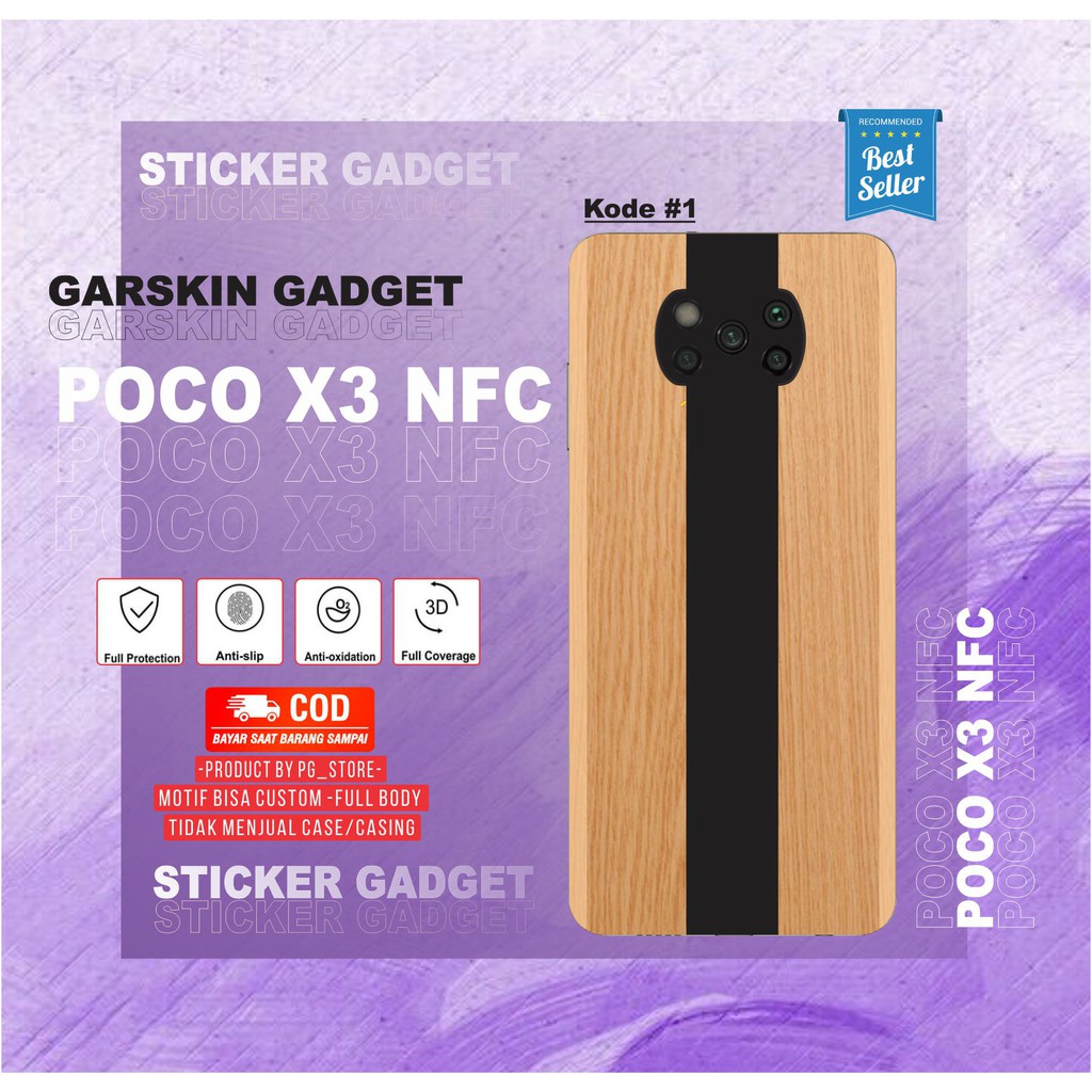 Garskin POCO X3 NFC Sticker Motif Wood Tone(isi 2pcs)