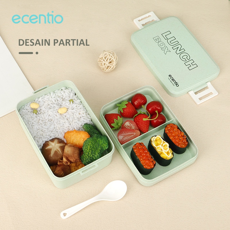 ecentio lunch box tempat makan anti tumpah kotak makan dengan free sendok Kotak bekal makan siang BPA Free