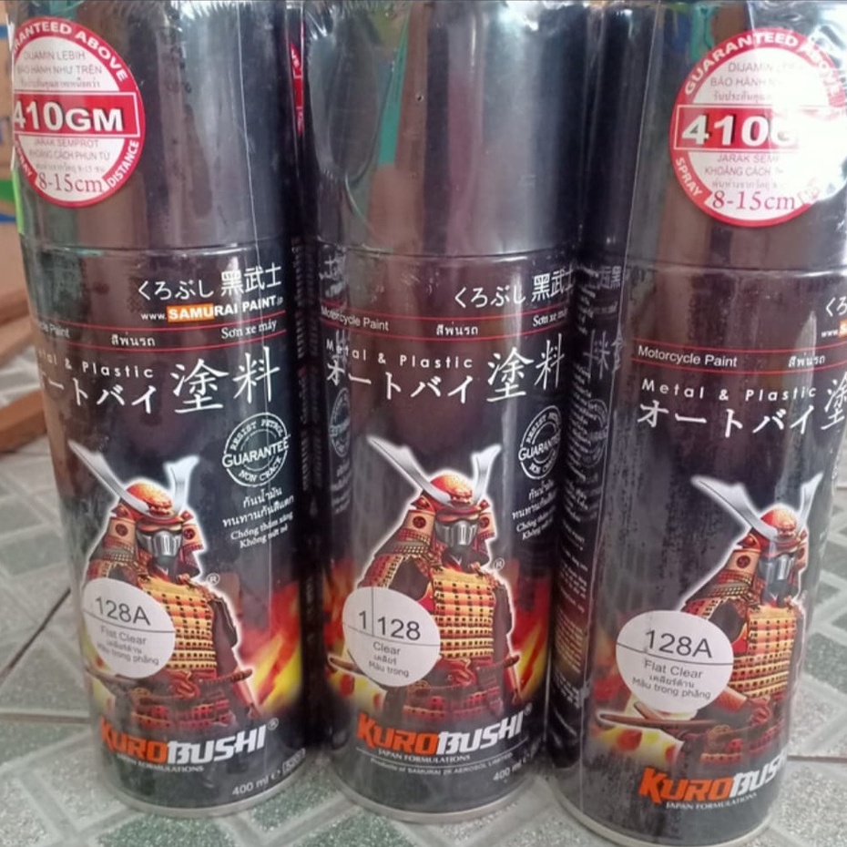 Samurai Paint Kurobushi Cat Semprot Pilox Pilok 128A Flat Clear / Pernis Doff Dop / Matte (128A) 400ml