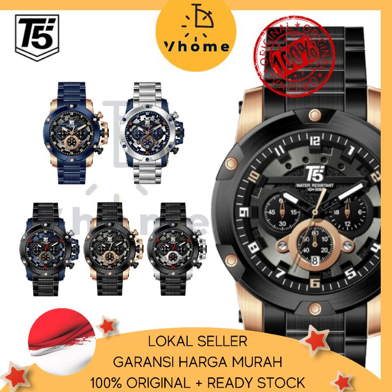 VHOME - JAM PRIA T5 ORIGINAL 100% 3760 H3760 H3760G CHRONOGRAPH WATERPROOF 3ATM BERGARANSI FREE BOX+