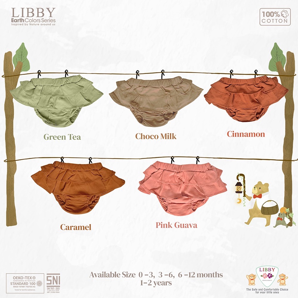 LIBBY Earth Colors Lilo Skirt 0-2thn (1pcs/pack) / Rok Lucu Bayi (Tersedia varian warna dan ukuran)