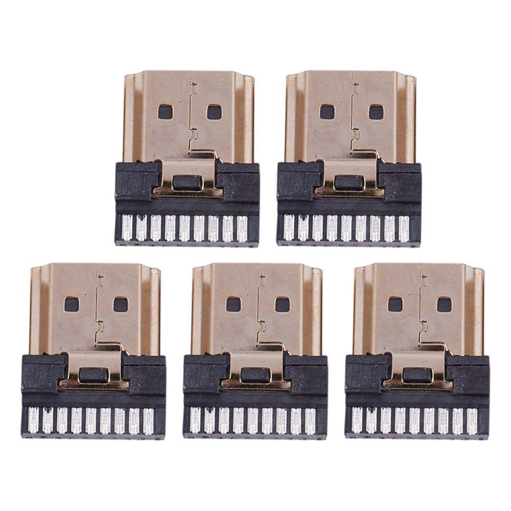 AUGUSTINA Konektor Colokan Solder 5pcs Ganti T8 Male A Type HDMI