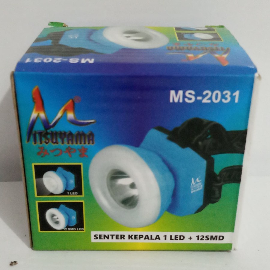 COD Senter kepala 2 fungsi 1 led &amp; 12 smd mitsuyama MS-2031