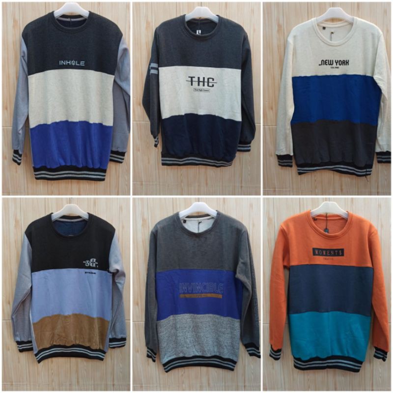 JAKET CREWNECK SWEATER KOMBINASI WARNA PREMIUM DISTRO