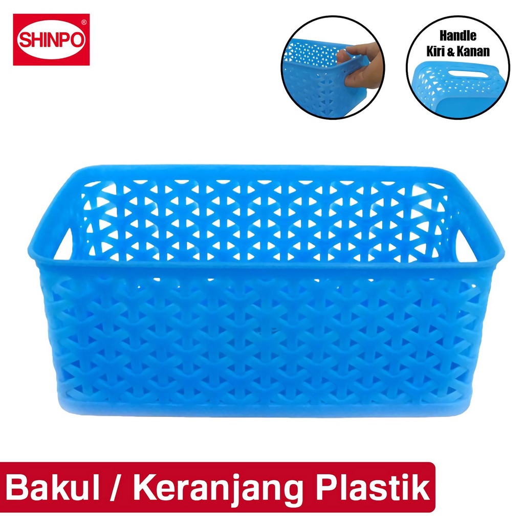 HINPO Bakul / Keranjang Plastik Model kotak 27 x 17 CM Wadah Storage Serbaguna