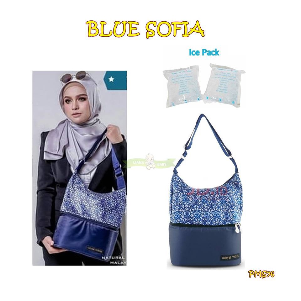 PMS76 COOLER BAG NATURAL MOMS BLUE SOFIA TAS ASI