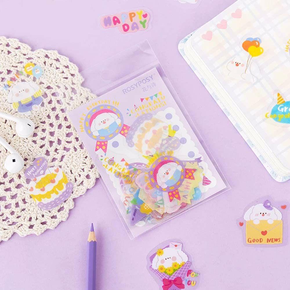Agustina Stiker Kartun 40Pcs/pack Perekat Diri Alat Tulis Serpihan DIY Scrapbooking