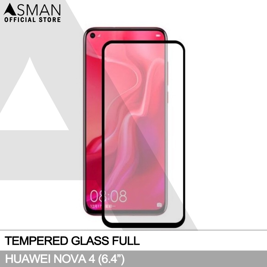 Tempered Glass Full Huawei Nova 4 (6.4&quot;) | Anti Gores Kaca - Hitam