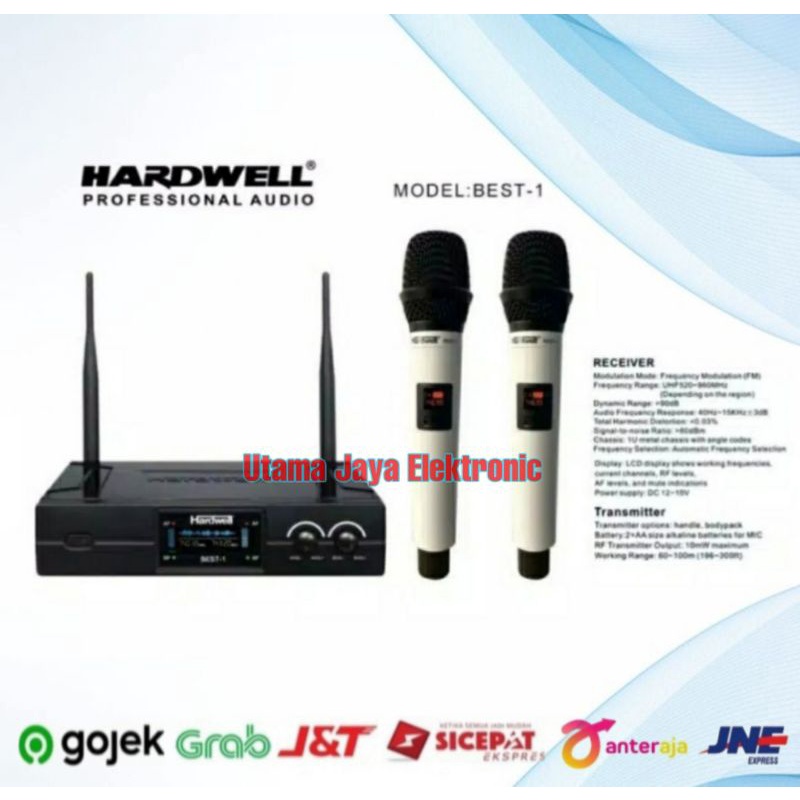 Mic Wireless Hardwell BEST 1 Dual Handle Microphone Mik Original