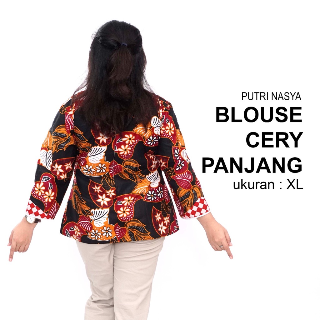 Atasan Batik Jumbo Wanita Kerja Blouse Big Size Wanita M-L-XL-2L-3L-4L-5L-6L-7L Blus Jumbo Kerja Seragam Batik / Atasan Batik Kantor Formal Bigsize LD 140