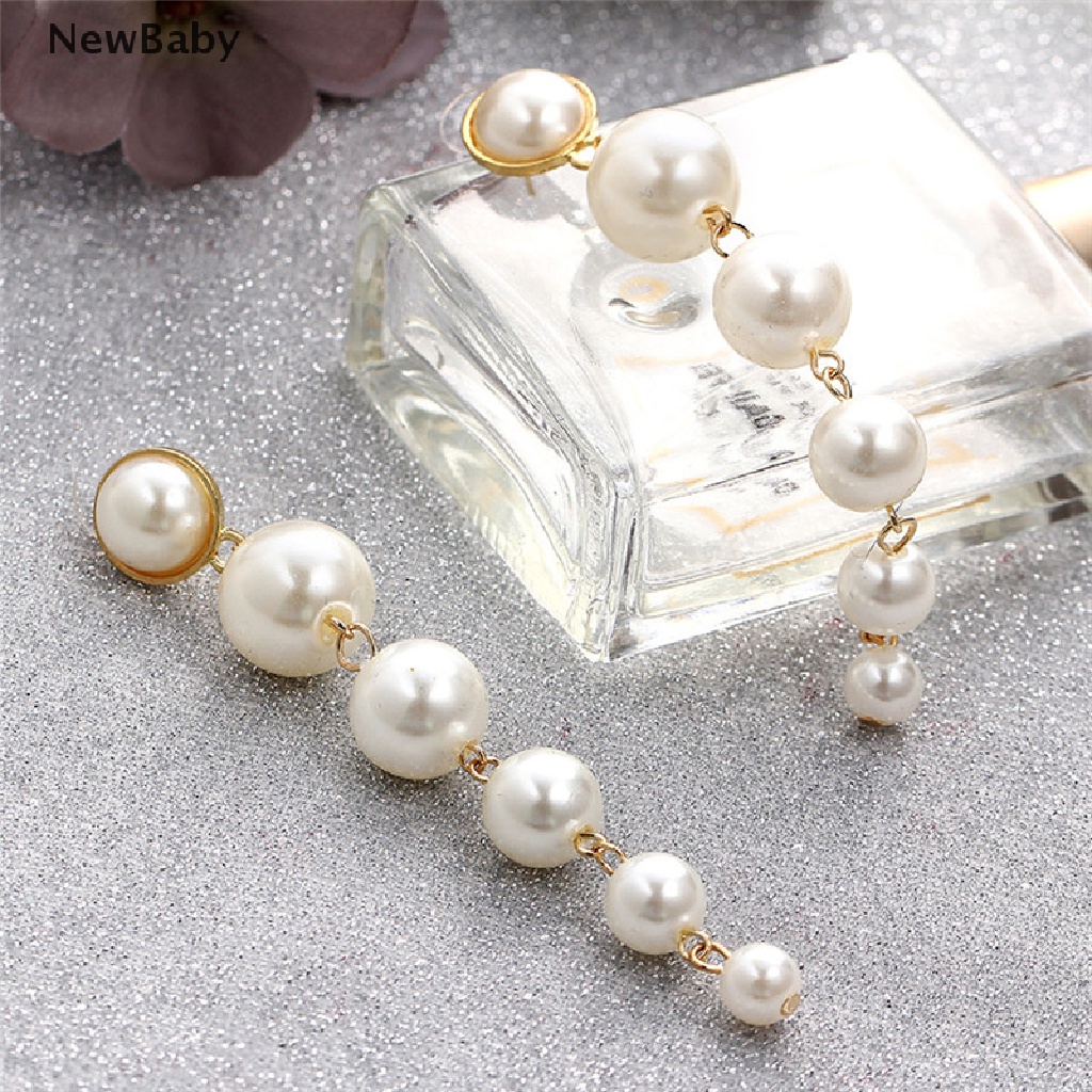 Anting Tusuk Gantung Rumbai Panjang Hias Mutiara Untuk Wanita