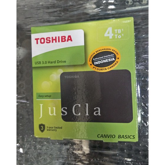 Hardisk External - Portable USB 3.0 TOSHIBA CANVIO BASIC 4 TB - HITAM