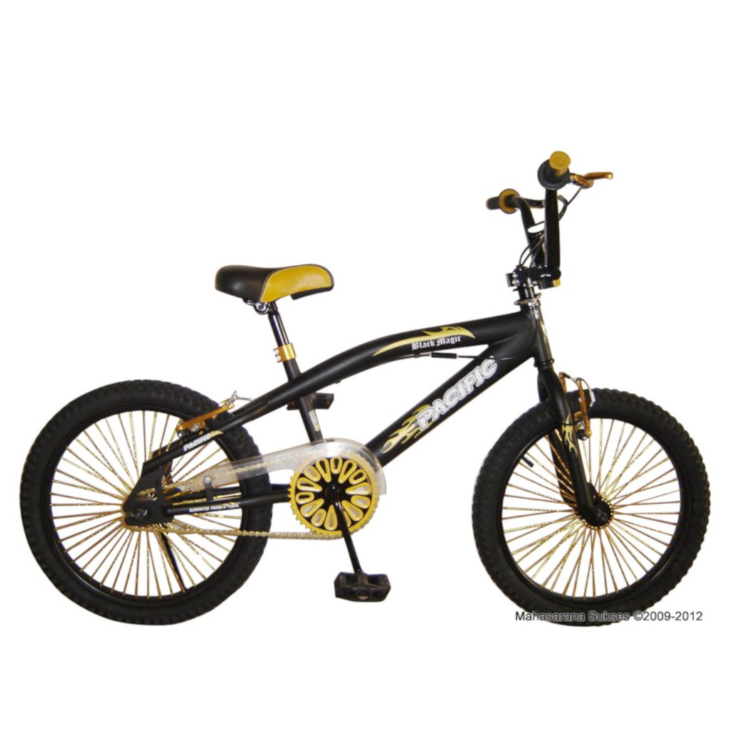 Sepeda BMX Pacific Black Magic Freestyle Remaja-Dewasa 20 Inci Steel Stem w Rotor OPC Crank U-Brake