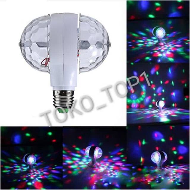 LAMPU DISCO 2SISI E27 WARNA WARNI RGB 6W FULL TERANG