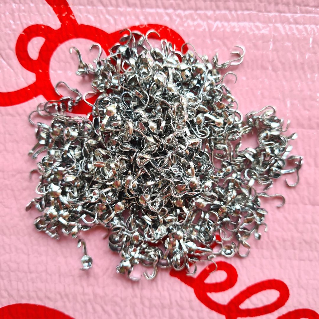 High Quality Kodokan 1 Lubang Silver Clasp Shell End Stopper 12pcs Penjepit Senar Ujung Mangkok Polo