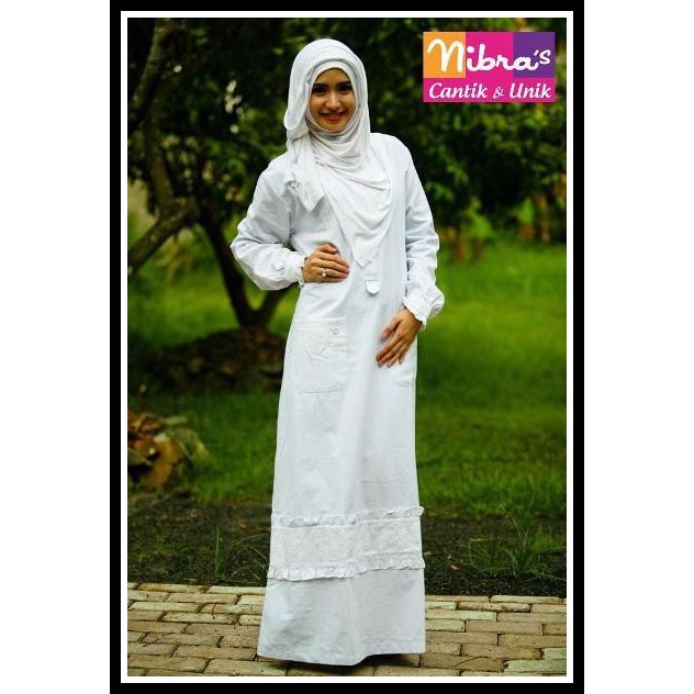 Gamis Model Terbaru Nibras NB 45 Putih Baju Wanita Terbaru Model Baju Muslim