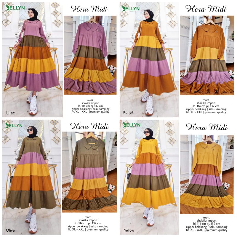 Hera Midi Dress/Gamis/Baju Muslim/Baju Wanita