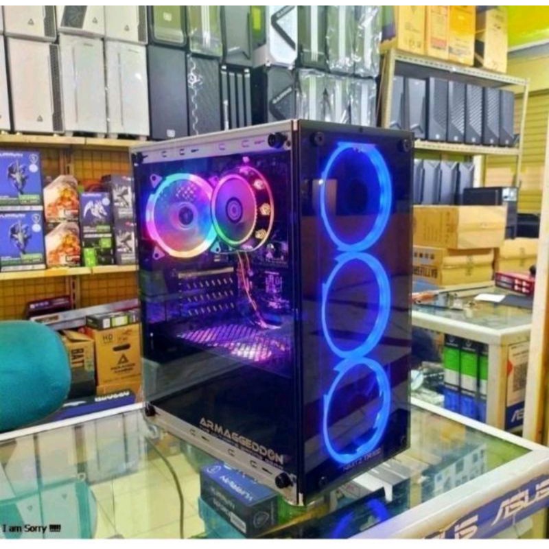 Pc gaming editing core i5 Ram 8 gb vga 2gb monitor 19 in key mouse full set siap pakai