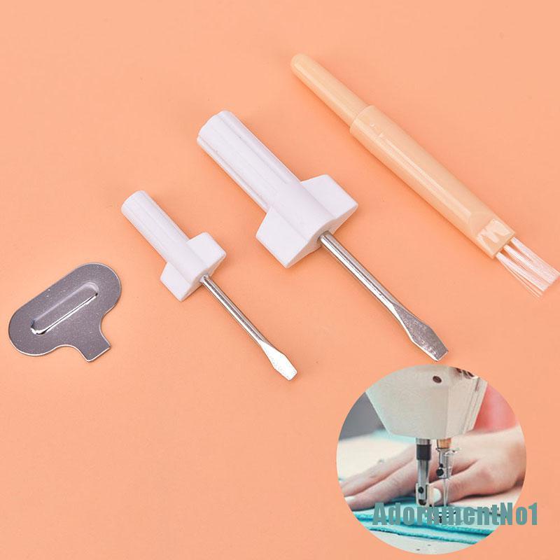 (AdornmentNo1) 4pcs / set Obeng + Sikat Pembersih Untuk Reparasi Mesin Jahit