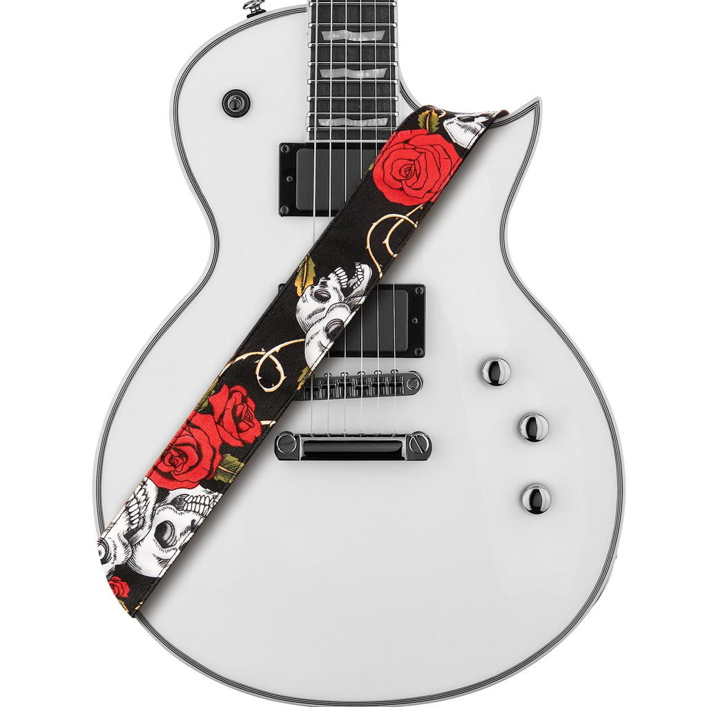 Amumu DN01P Strap Gitar motif Skull Rose Red Denim