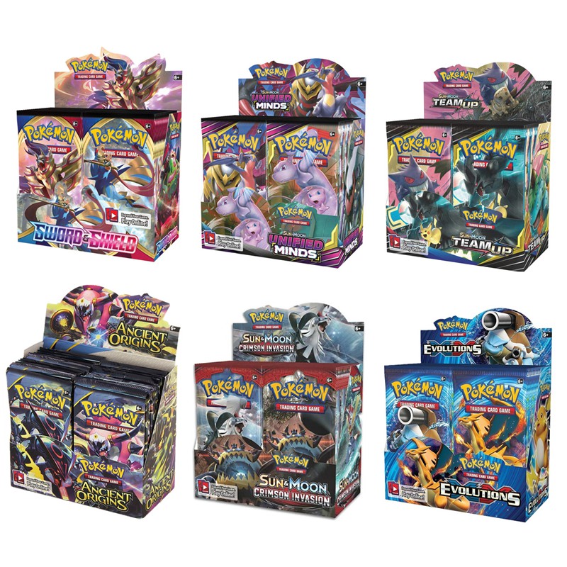324Pcs Game Collection Cards Pokemon Cards Booster Boxes Sun & Moon Evolution Sword Shield Hidden F0