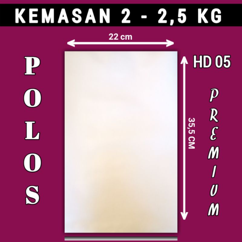 Plastik Polos Buram kemasan beras 2,5 kg HD 05 isi 50 lembar ukuran 25,5 cm × 35 cm