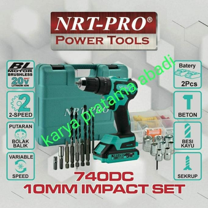 NRT PRO CORDLESS BRUSHLESS DC 740 DC740 740DC BOR BATRE BATERAI DC740 tokokp4 dijamin