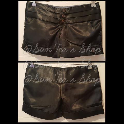 Black satin basic shorts.
