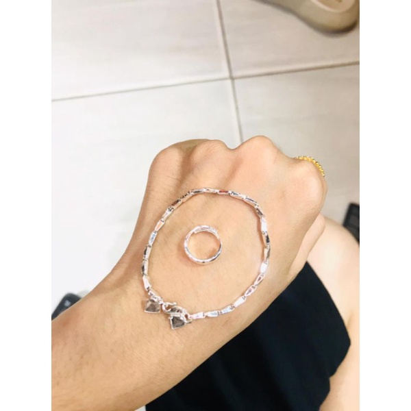 cincin dan gelang bayi perak 1set