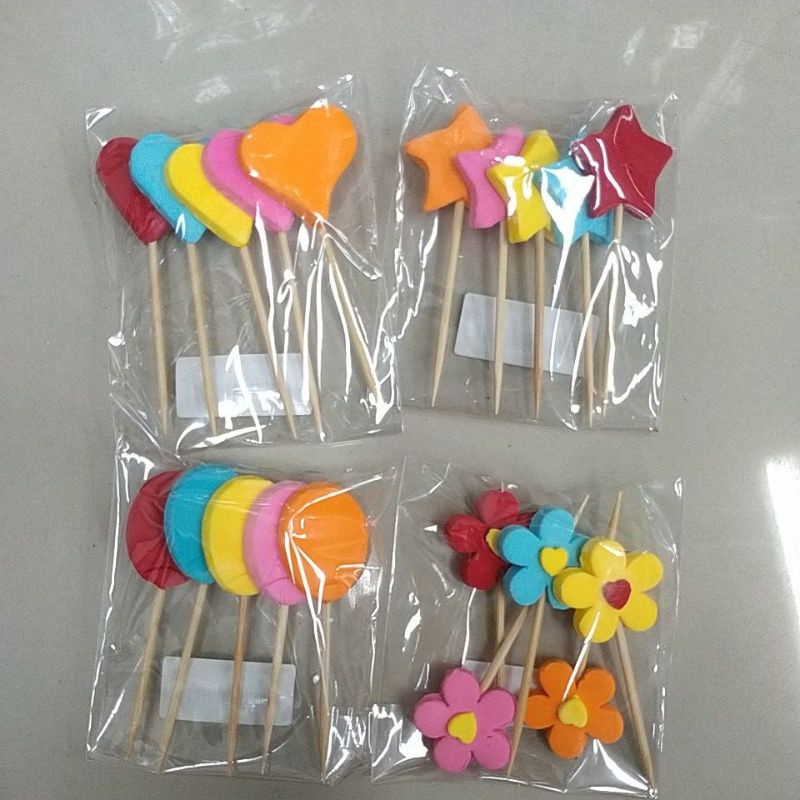 

Hiasan Kue Gumpaste Tusuk Bunga, Balon, Hati dan Bintang (Isi 5pcs)