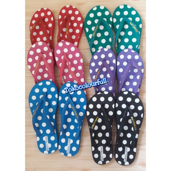 sandal Swallow Polkadot/Sandal Japit Wanita/Sendal Jepit Cewek Swalow Polcadot/nice polkadot