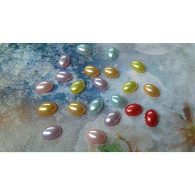 Mutbel / Mutiara Belah Oval 10mm x 14mm Mix Warna Per 50biji