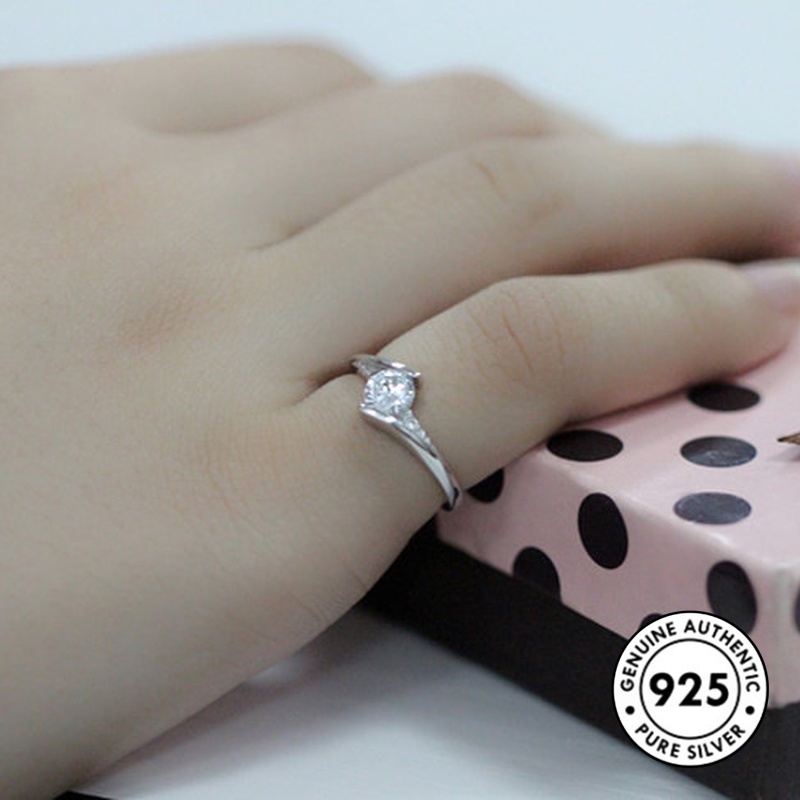 S925 Silver Elegant Inlaid Diamond Ring Simple Silver Ring