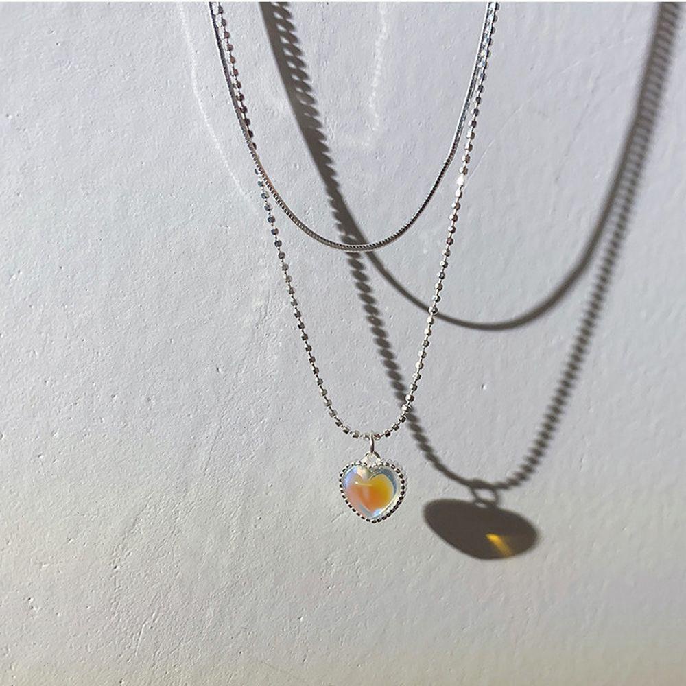 Needway   Korea Kalung Elegan Vintage Untuk Perempuan Liontin Opal Kristal Leher Perhiasan