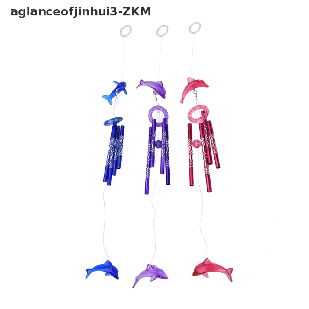 [AGID] Dolphin Creative Crystal 4 Metal Tubes Windchime Wind Chime Home Decor  [zkm]