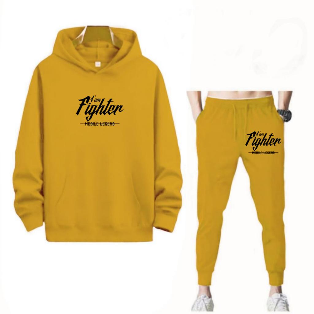 SETELAN I AM FIGHTER JOGGER DAN HOODIE BAHAN TEBAL NYAMAN DIPAKAI TERLARIS