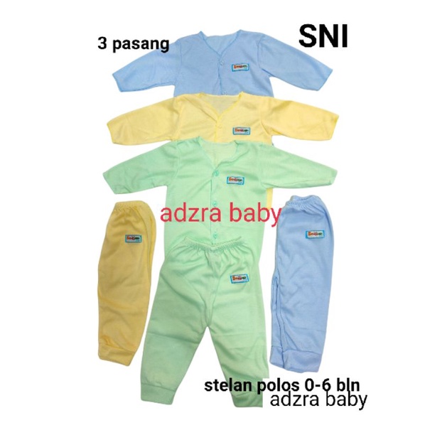 stelan panjang polos SNI uk 0-6 bln(3 stel)