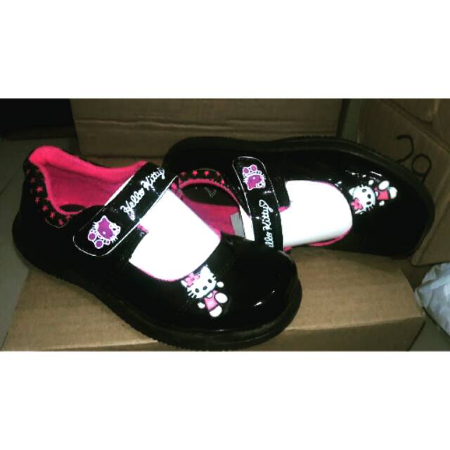 Sepatu Anak perempuan HelloKitty Hitam Pink Murah Lucu Uk 27-35 Sepatu Sekolah Termurah Terlaris