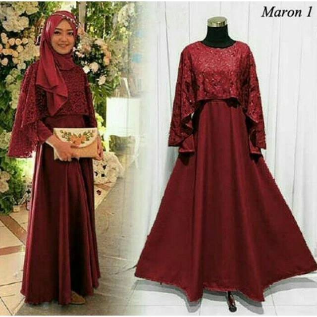 OLIVIA SYARI GAUN  PESTA  CAPE BRUKAT DRESS BRUKAT 