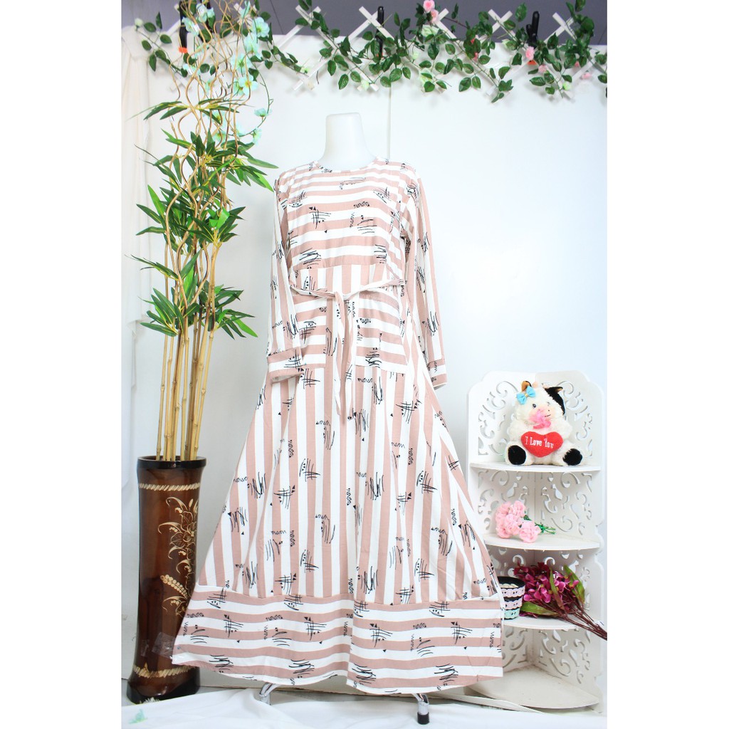 Gamis menyusui bahan babytery salur SASMITA tebal adem jumbo big size adem