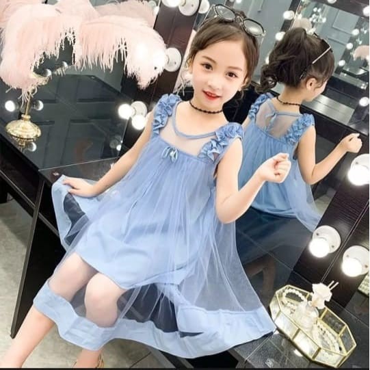 QFS - DRESS KIDS MRT PINGKY / BLUE / TERBARU / COMBI TILE/UMUR 5-8 TH/BERKUALITAS IMPOR/TERLARIS/TERPOPULER