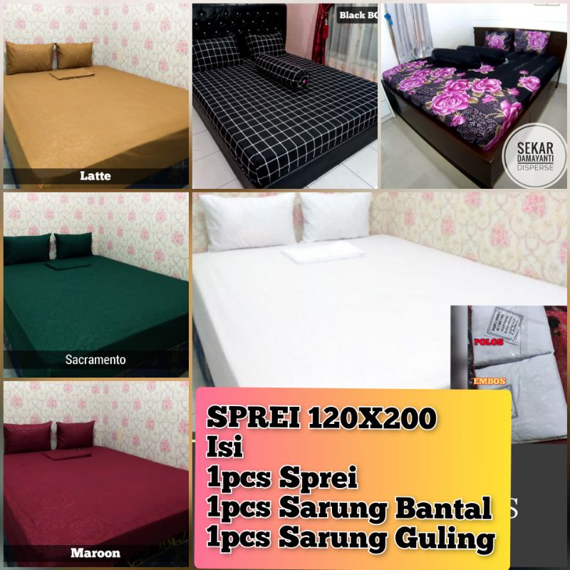 SPREI 120X200 MURAH SEPRAI HOMEMADE SINGLE MOTIF KARAKTER MONOCHROME KOTAK HITAM KATUN ADEM TIDAK LUNTUR [1Kg muat 2Pcs]